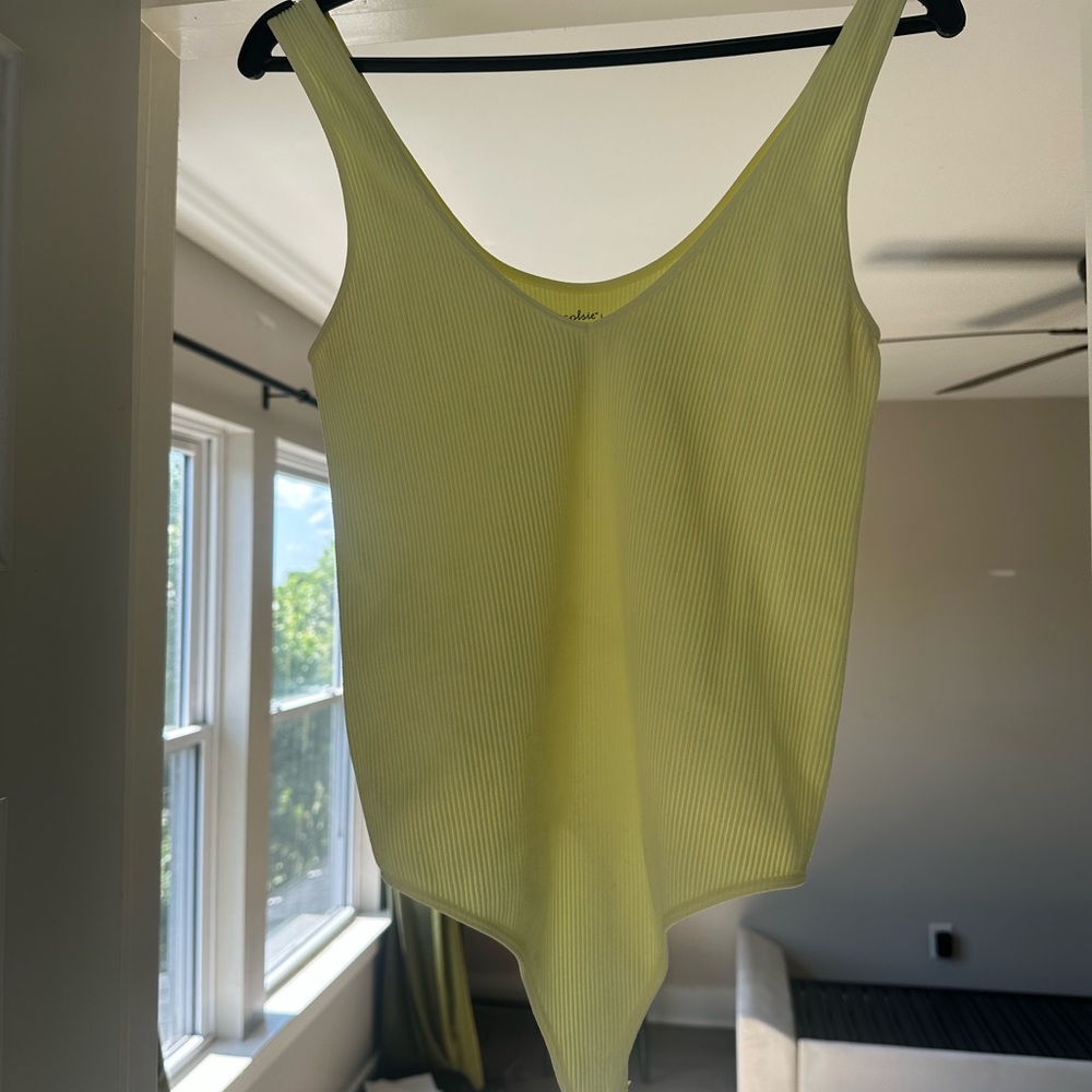 Close Yellow Ribbed Women's Tank Top- L